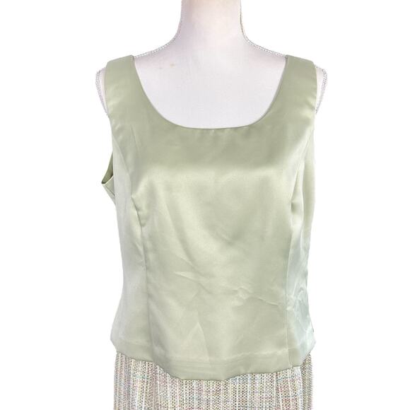 Positive Attitude Tweed 3 Pc Skirt Suit Women Petite Size 14 Light Green Classic - Picture 5 of 16